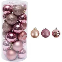 Набір новорічних іграшок 24 іграшки на ялинку рожевого кольору (161629)