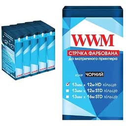 Стрічка до принтерів 13мм х 12м HD к. Black*5шт WWM (R13.12H5)