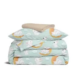 Дитяча постільна білизна в ліжечко SOFT BUNNY CS1, м'ята (BunnyMoonOrangeMint_12Magnolia_140)