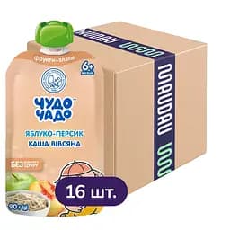Упаковка пюре Чудо-Чадо Яблуко-персик-вівсяна каша 1.44 кг (90 г х 16 шт.)