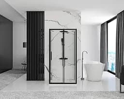 Душова кабіна Rea Rapid Slide 100x80 black пристінна REA-KPL-09874, Чорний матовий, Універсальна, прозрачний, Чорний матовий - мініатюра 3