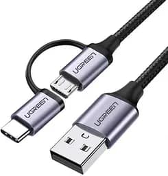 Кабель Ugreen US177 Ugreen USB-A to Micro USB + USB Type-C Cable 1 м черный (30875)