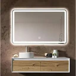 Дзеркало Dusel Led DE-M0065D Silver 80x65 см сенсорне включення + + підігрів+ годинник/темп, Сірий