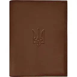 Кожаная обложка BlankNote Standart с Трезубцем для нотариального реестра светло-коричневый
