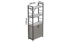 Етажерка 3/60 Ferrum-decor Серії Конект з тумбою 144x60x28 Чорний ДСП Бетон (FRD-104448) - мініатюра 3