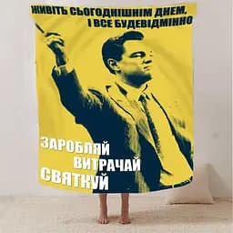 Плед плюшевий на ліжко 3D мотиваційний Заробляй витрачай святкуй №2 160х200 см - мініатюра 2