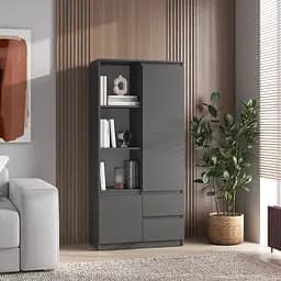 Шкаф для книг Vays R-26 Антрацит пенал с полками и ящиками ЛДСП 80x40x170 см для дома офиса гостиной