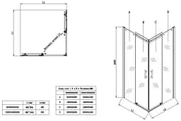 Душова кабіна без піддону Koer SR SC03-90x90x200-TR-12 прозоре скло Easy Clean 6 мм, матове з KR5358, Універсальна, прозорий, золотий - мініатюра 9