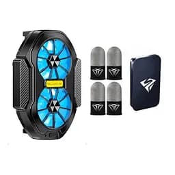 Игровой набор: вентилятор FS01 для смартфона з аккумулятором и напальчника Sarafox с боксом для хранения