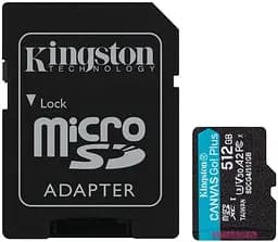 Карта пам'яті microSD 512GB C10 UHS-I U3 A2 V30 R200/W160MB/s + SD Kingston teh0013327
