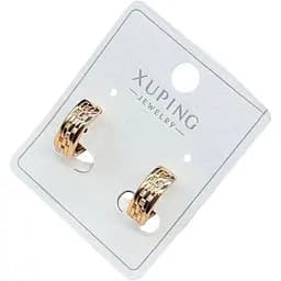 Сережки кільця Xuping широкі з різьбленням гіпоалергенне медичне золото