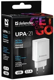 Зарядний пристрій 1xUSB 2.1A UPA-21 білий Defender - мініатюра 3