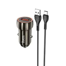 Адаптер автомобільний Hoco Type-C Cable Blue shield single port Car charger Z46 |1USB, 18W/3A, QC|