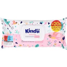 Дитячі серветки вологі Kindii Sensitive +20% 72 шт.