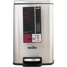 Ведро для мусора MBM My Home с крышкой и педалью 5 л серый (BIN-15 5L SS)