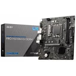 Материнська плата MSI PRO LGA1700, H610M-G DDR4, H610, 2xDDR4, Int.Video(CPU), 4xSATA3, 1xM.2, 1xPCI-E 16x 4.0, 1xPCI-E 1x 3.0, 1xM. 4xUSB3.2/6xUSB2.0, VGA/HDMI/DP, MicroATX - мініатюра 2