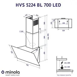 Витяжка декоративна похила Minola HVS 5224 BL 700 LED - мініатюра 11