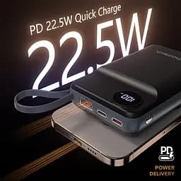 Повербанк 20000mAh Choetech B696 Black QC3.0 PD3.0 бездротова зарядка смартфонів та Apple Watch (43-00132) - мініатюра 4