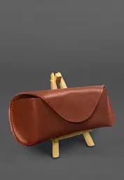 Кожаный чехол для очков с клапаном на магните Светло-коричневый краст