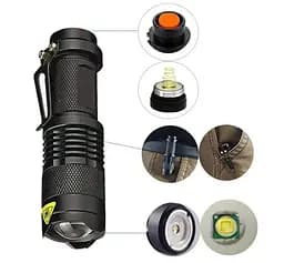 Фонарик ручной Watton WT304 1LED CREE Q5, 3W, 3 режима+Zoom, АА/1300mah, Black, IP40, СЗУ, 92х26х26 - мініатюра 4