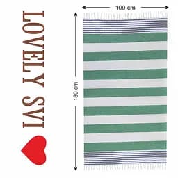 Рушник пештемаль Lovely Svi бавовняний, пляжний, хамам, spa - XХL 100x180 см Green/Blue Stripes (6032025) - мініатюра 6