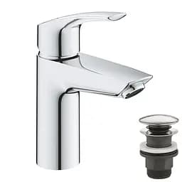 Смеситель для умывальника S-Size + нажимной донный клапан Grohe Eurosmart New 23922003 Хром