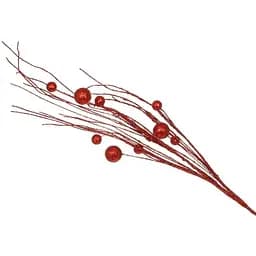 Новогодняя декоративная ветка с блестящими ягодами 78 см Красный
