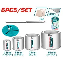 Набор коронок Total TAC44061 с напылением вольфрама карбида 6 шт.
