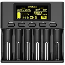 Зарядний пристрій LiitoKala Lii-S6, 6x(Lion/LiFePO4/NiMH/NiCd), Auto Polarity, Display