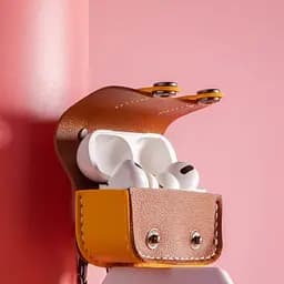 Шкіряний футляр Briefcase для навушників AirPods Pro 2 / Pro Brown / Yellow - мініатюра 3
