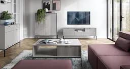 Комод високий Perfect Home Нова / Nova 2-дверний з чорними ніжками K104 Сірий (PFH-091234) - мініатюра 7