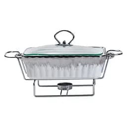 Мармит прямоугольный 1 литр с подогревом для вторых блюд Серебристый Yiwu HP1019