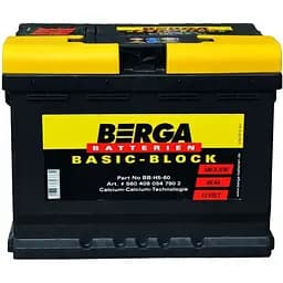 Акумулятор Berga Basicblock 60Ah Ев (-/+) (540EN) (242х175х190)