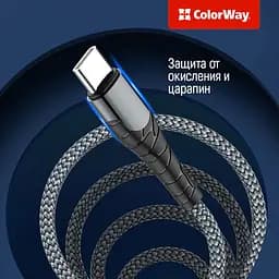 Кабель ColorWay USB-C - Lightning (M/M), PD Fast Charging, 3 А, 1 м, Grey (CW-CBPDCL033-GR) - мініатюра 2