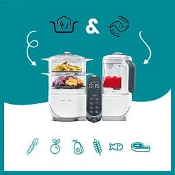 Пароварка-блендер Babymoov Nutribaby + 15 паучів для пюре, white (A001117_BF1) - мініатюра 6
