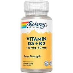 Вітаміни та мінерали Solaray Vitamin D3 + K2 Soy Free, 120 вегакапсул