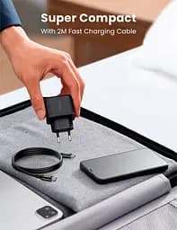 Мережевий зарядний пристрій Ugreen CD250 USB-C 25W PD Charger + Cable USB-C to USB-C 2m Black (50581) [99279] - мініатюра 4