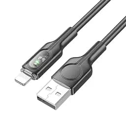Кабель Hoco U120 Transparent explore intelligent power-off charging data cable iP Чорний - мініатюра 3