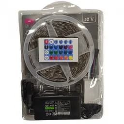 Лента светодиодная с пультом и блоком питания влагозащищенная 5 метров 12V RGB 5050