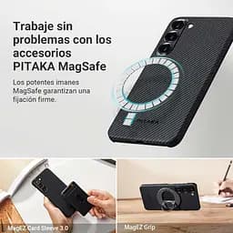 Оригінальний протиударний чохол для Samsung Galaxy S23 Ultra Pitaka MagEZ MagSafe Case 3 Twill Black/Grey KS2301U - мініатюра 13
