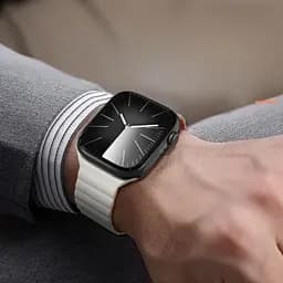 Ремінець BlueO Magnetic Silicone для Apple Watch 42(ser.1-3)/44/45/46/49mm White / Orange - мініатюра 6