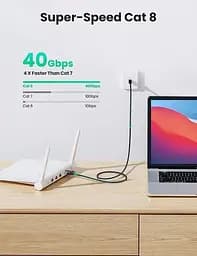 Високошвидкісний інтернет-кабель UGREEN Cat 8 Lan круглий мережевий шнур патч-корд з обплетенням RJ45 2 м (NW153) - мініатюра 3