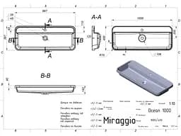 Умивальник Miraggio OCEAN 1000 (8813862) Miramarble, Глянцевий, Накладний/Врізний, Білий - мініатюра 2