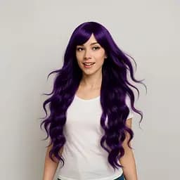 Перука кучерява довга рівний зріз з термоволокна 80 см ліловий