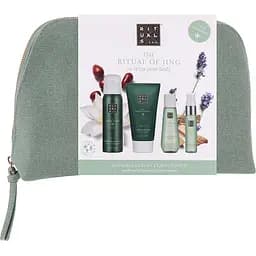 Набор Rituals The Ritual Of Jing Treat Gift Set: крем для тела Body Cream 70 мл + сухое масло Dry Oil 50 мл + гель для душа Foaming Shower Gel 50 мл + спрей для белья Sleep Pillow and Body Mist 20 мл + косметичка