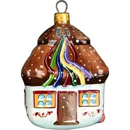 Елочное украшение Різдвяні історії Зимний домик стекло (4820001134377)