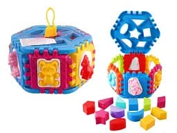 Логический шестигранник-сортер с геометрическими фигурами и животными, 50-002