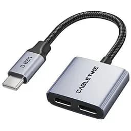 Аудио адаптер Cabletime USB Type-C (M) Type-C Audio (F) / Type-C (F) PD60W (CPA2G)
