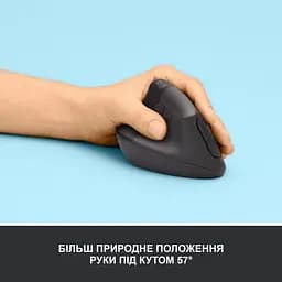 Вертикальна бездротова миша Logitech Lift Left Vertical Ergonomic Wireless + Bluetooth (910-006474) - мініатюра 2