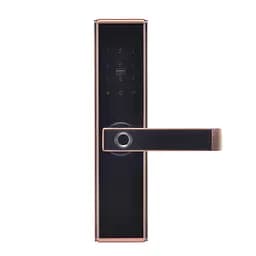 Замок біометричний автономний Trinix TRL-5109BTF Red Bronze Right з Bluetooth, зчитувачем відбитків пальців і карт Mifare (65-00049)